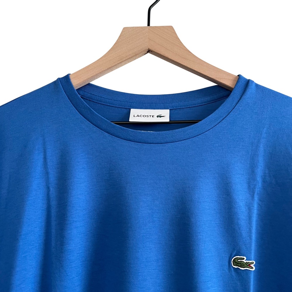 Lacoste Mens Pima Cotton 4XL Crewneck TShirt Blue Luxury Basics Tennis Prep